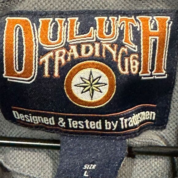 Duluth Trading Men’s Large Gray Polo Shirt Utility Pockets 100% Cotton Workwear - Picture 7 of 9
